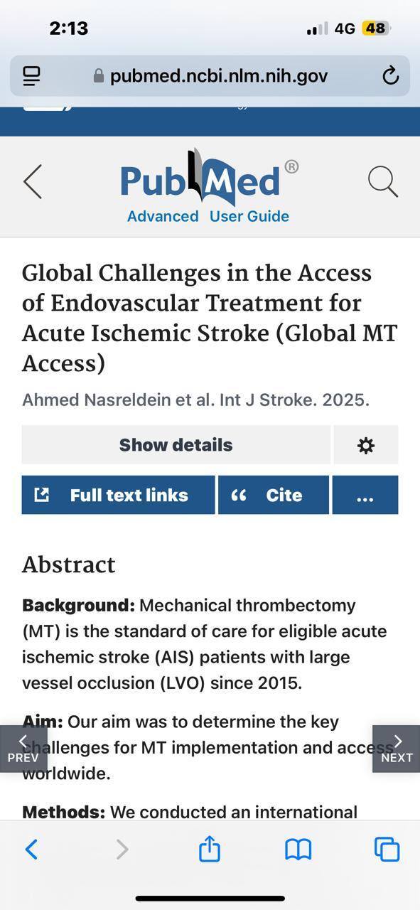 بحث دولى مهم للدكتور احمد نصر الدين هندى / استاذ مساعد الأمراض العصبية بجامعة أسيوط