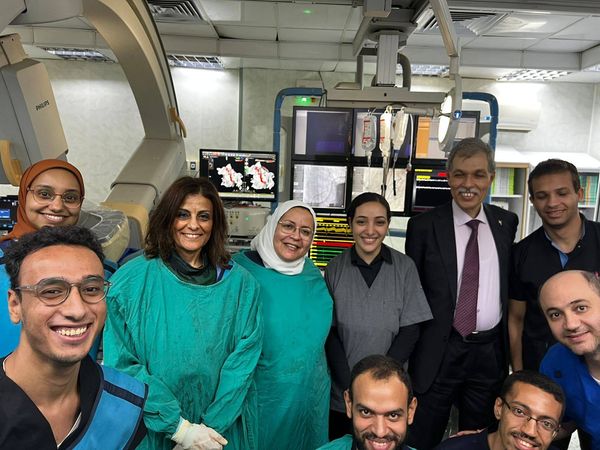 Cauterization and complete isolation of the four pulmonary veins of a patient with atrial fibrillation at Assiut University Heart Hospital.