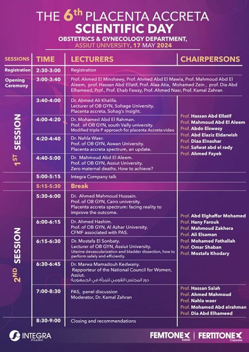 Invitation to the sixth scientific day of the Department of Obstetrics and Gynecology entitled “Placenta accreta”