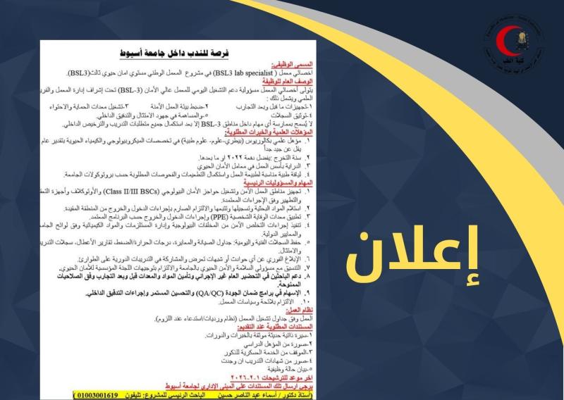 Important announcement: Opportunity for secondment within Assiut University