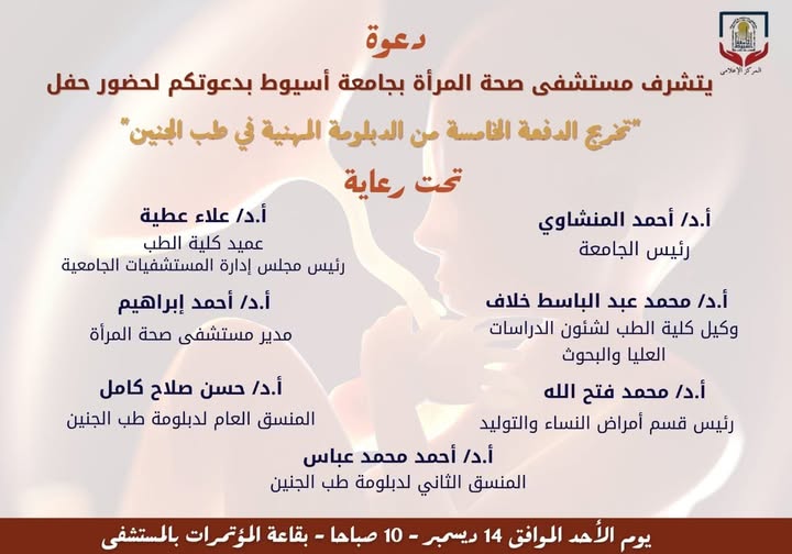 Assiut University Women's Health Hospital celebrates the graduation of the fifth batch of the professional diploma in fetal medicine