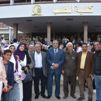 Sixth year students at the Faculty of Medicine, Assiut University celebrate the end of exams... with our wishes of success and success.