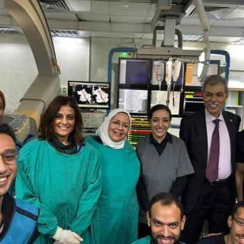 Cauterization and complete isolation of the four pulmonary veins of a patient with atrial fibrillation at Assiut University Heart Hospital.