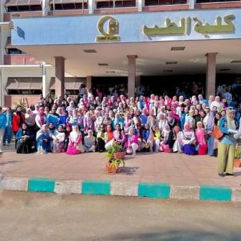 A souvenir photo for the fifth year students at the Faculty of Medicine, Assiut University, celebrating the end of the last midterm exams.