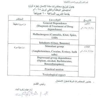Lecture Distribution Schedule (Masters)