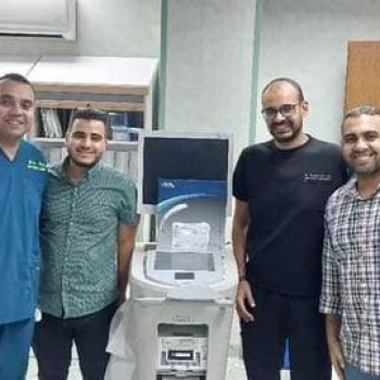 Saving the life of a patient suffering from severe calcified stenosis within a coronary artery stent using the Shock Balloon IVL (SHOCKWAVE) technique.