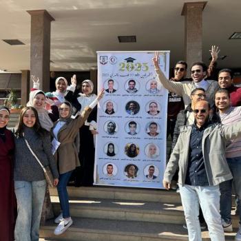 Souvenir photos of the first graduates of the 57th batch of medicine, Assiut, in front of the Faculty of Medicine, after the prosecutors were selected.