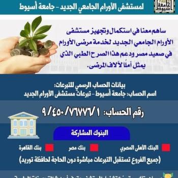 Join us in completing and equipping the cancer hospital in Upper Egypt.  For transfers from outside Egypt: IBAM Code EG620001000100000009450767761