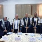 The Dean of the Faculty of Medicine at Assiut University chairs a committee discussing a scientific thesis on modern techniques for relieving pain in hip joint surgeries.
