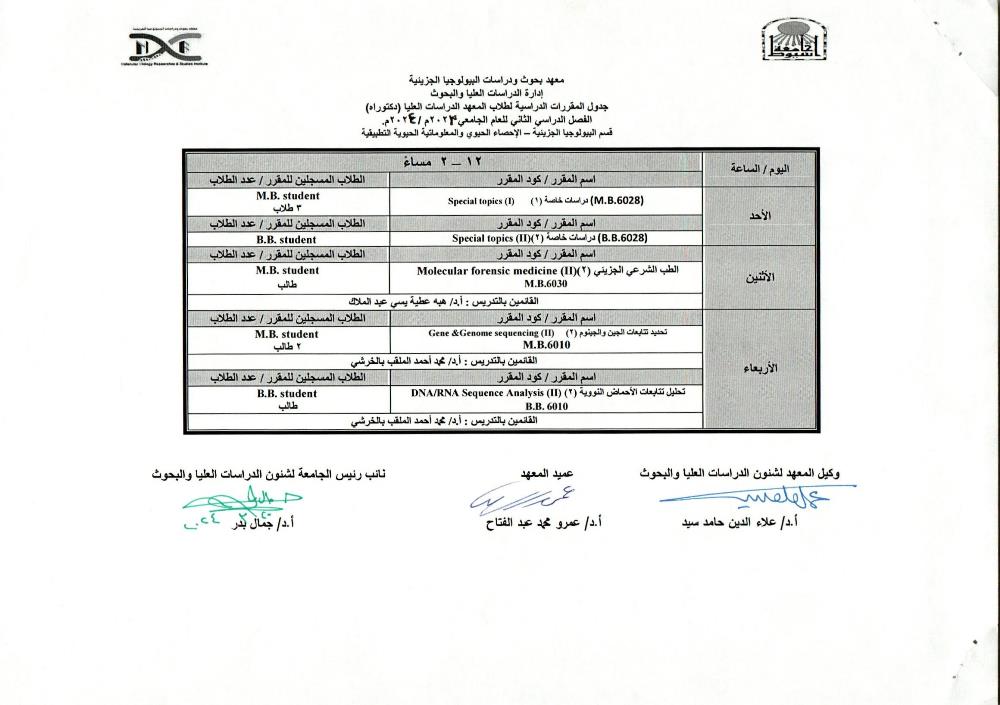 جدول دكتوراه