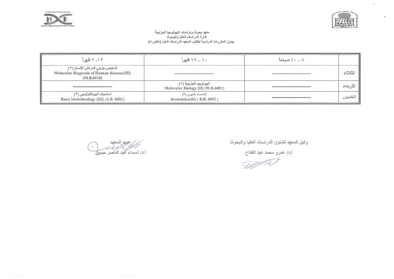 جدول الدكتوراه