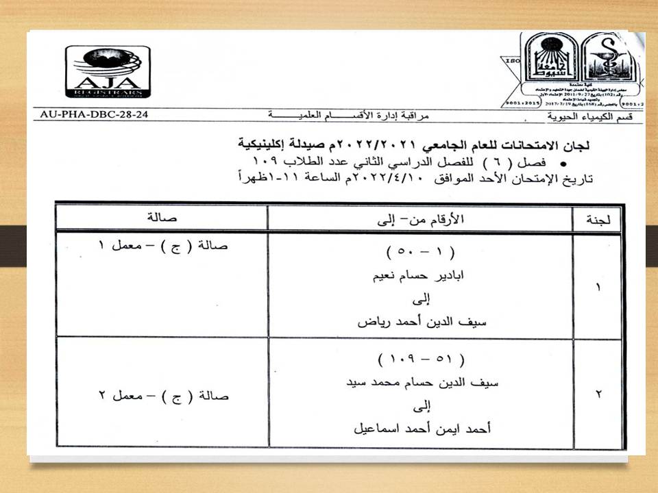 اعلان هام لطلاب فصل (6) برنامج الصيدلة الاكلينيكية يوم الأحد الموافق 10 أبريل   2022 لمقرر" الكتابة العلمية "