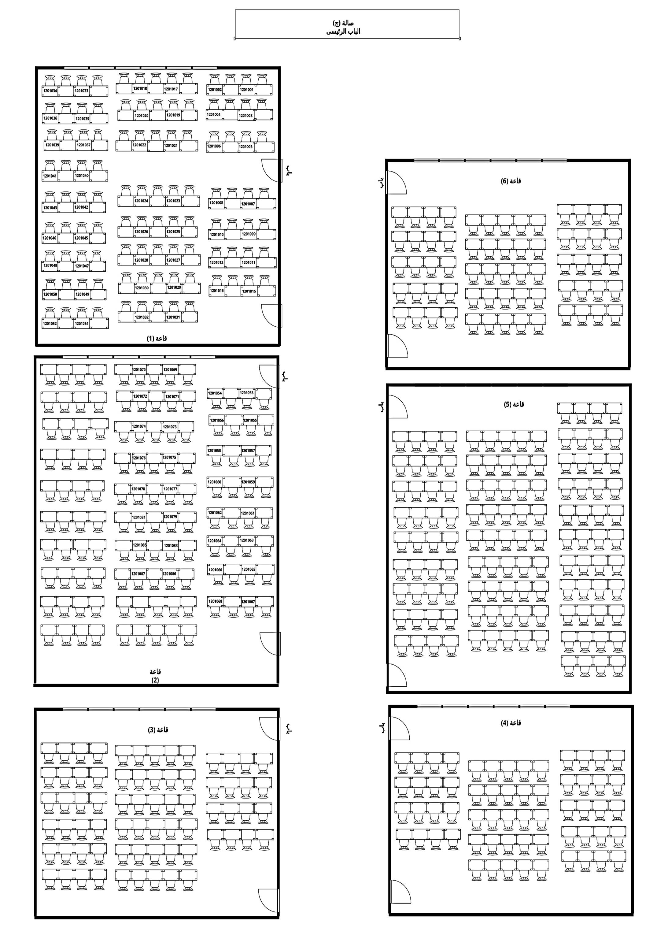 توزيعة طلاب فصل 6 برنامج الصيدلة الاكلينيكية بمركز الاختبارات الإلكتروني صالة (ج ) أمام كلية طب أسنان  