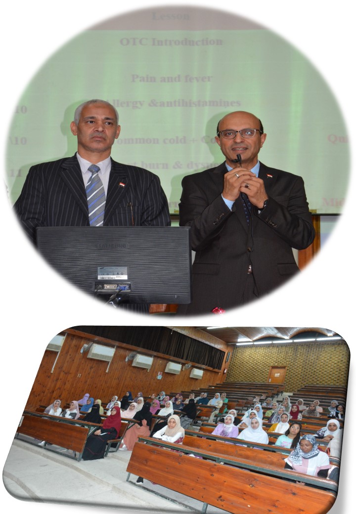 رئيس الجامعة ونائبه لشئون التعليم والطلاب فى جولة تفقدية لكلية الصيدلة