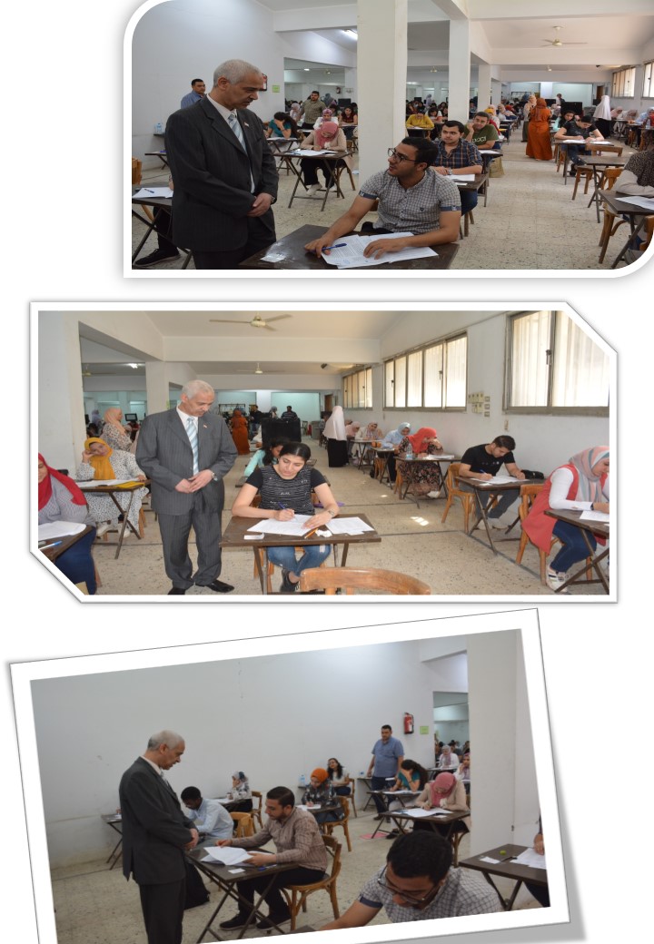 جولة أ . د / عميد الكلية والقائم بأعمال نائب رئيس الجامعة لشئون التعليم والطلاب لمتابعة الإمتحانات 