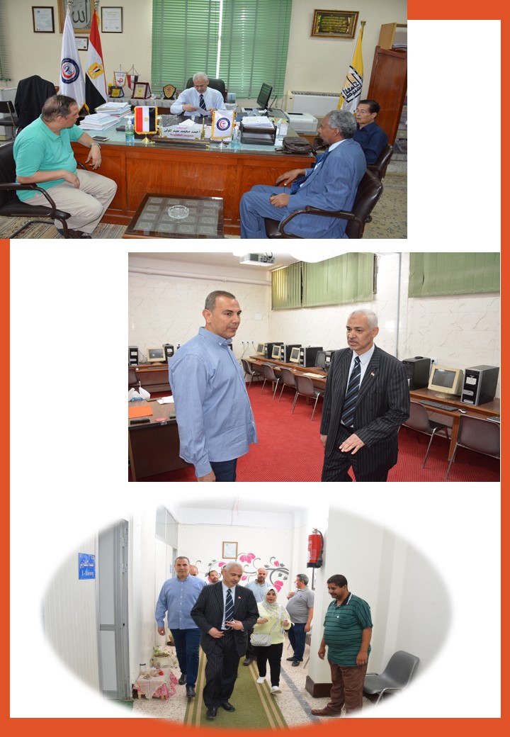 السيد الأستاذ الدكتور / أحمد محمد عبد المولى – عميد الكلية والقائم بأعمال نائب رئيس الجامعة لشئون التعليم والطلاب فى جولة تفقدية بكلية الصيدلة