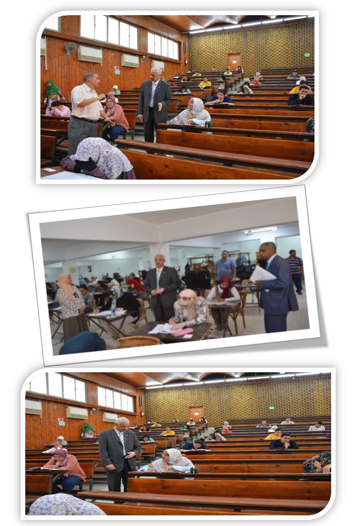 جولة أ . د / عميد الكلية والقائم بأعمال نائب رئيس الجامعة لشئون التعليم والطلاب لمتابعة الإمتحانات 