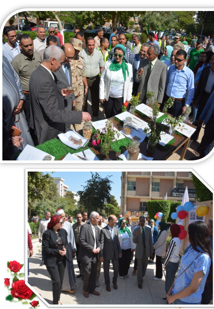 زيارة معالى رئيس الجامعة والسادة نواب رئيس الجامعة لكلية الصيدلة ضمن فعاليات ( جامعة أسيوط – ومستقبلنا الأخضر )