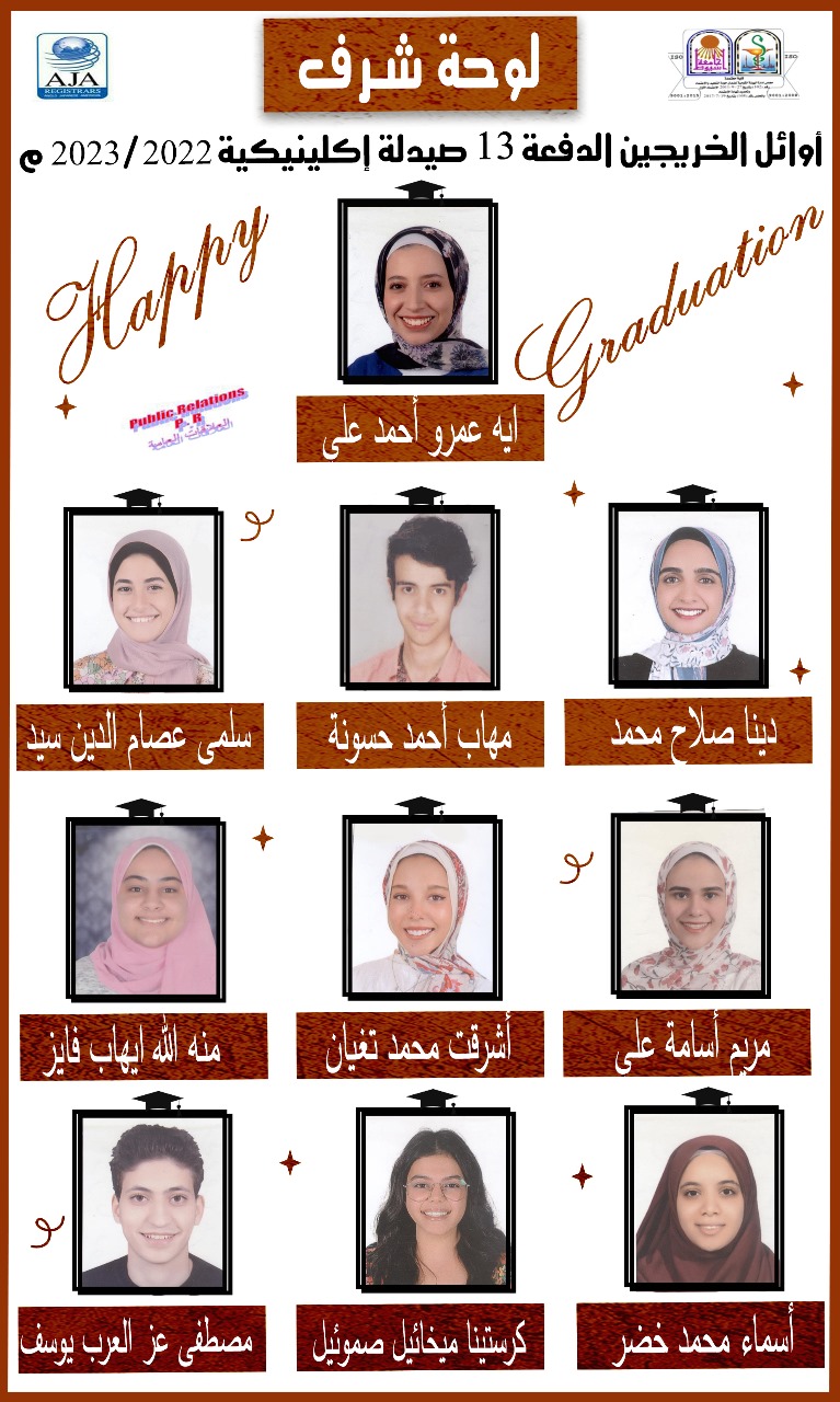 أوائل الخريجين الدفعة 13 صيدلة إكلينيكية 2022/2023