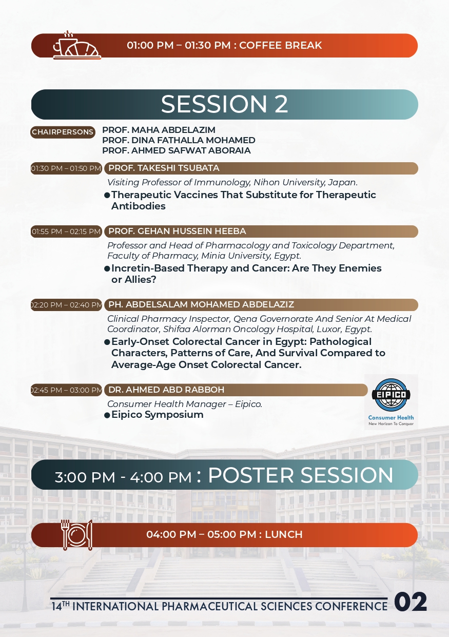 برنامج مؤتمر جامعة أسيوط  الدولى الرابع عشر للعلوم الصيدلية