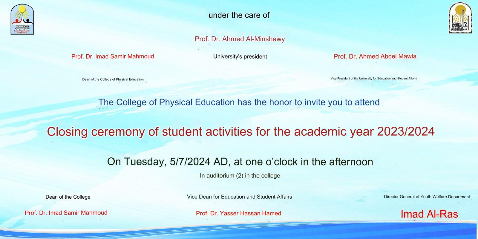 Closing ceremony for student activities