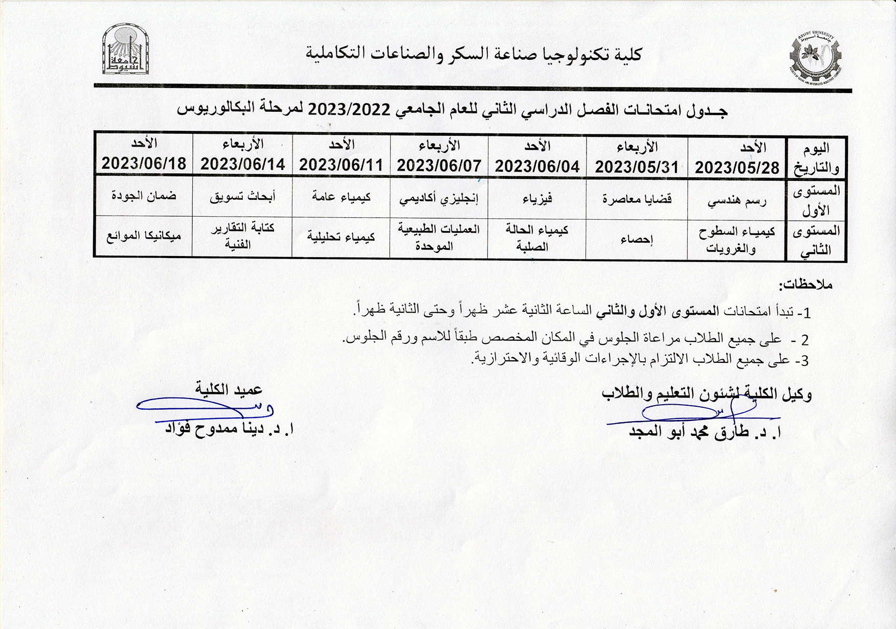 الاول والثانى